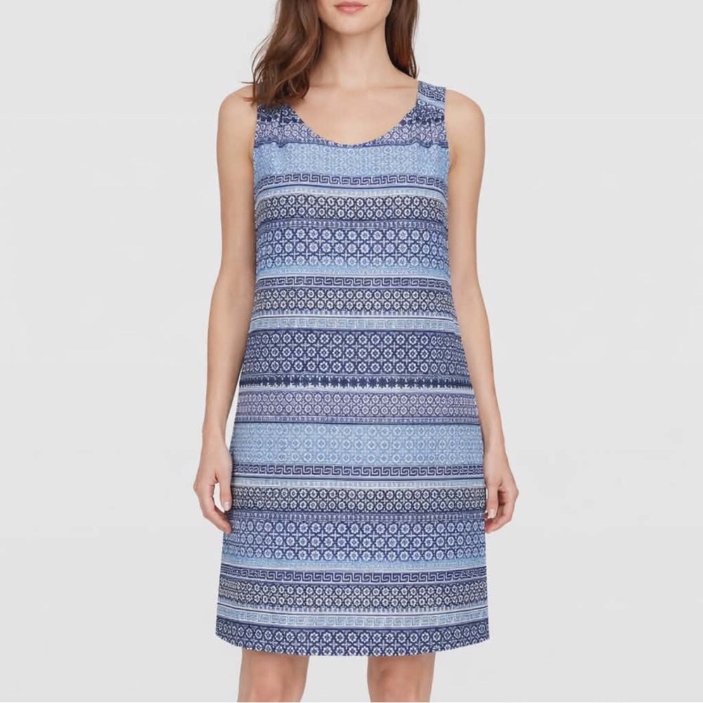 Lila Rose Blue Geometrical Mosaic Shift Dress